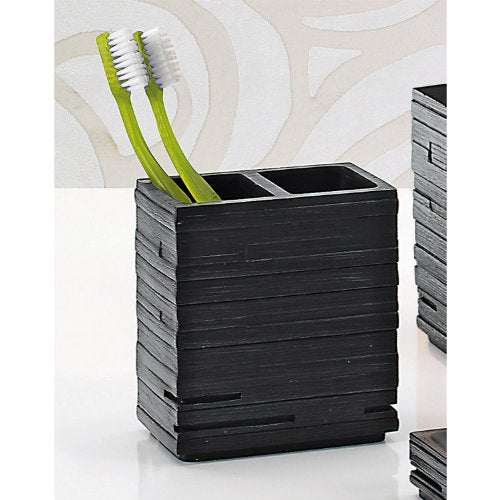 Gedy By Nameek'S Gedy Quadrotto Brush Holder, 0.8'' L X 4.02'' W, White, 2.44'' X 4.02'' X 4.53'', Black